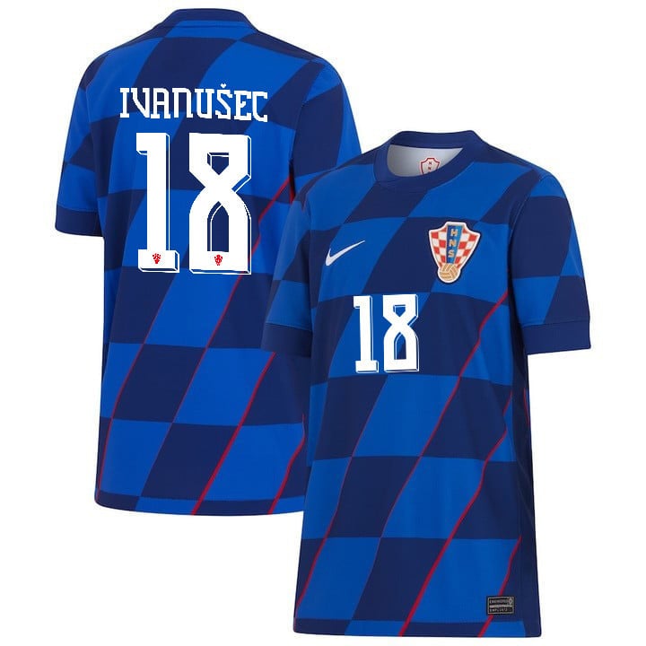 Luka Ivanuec 18 Croatia National Team 2024 Away YOUTH Jersey – Blue