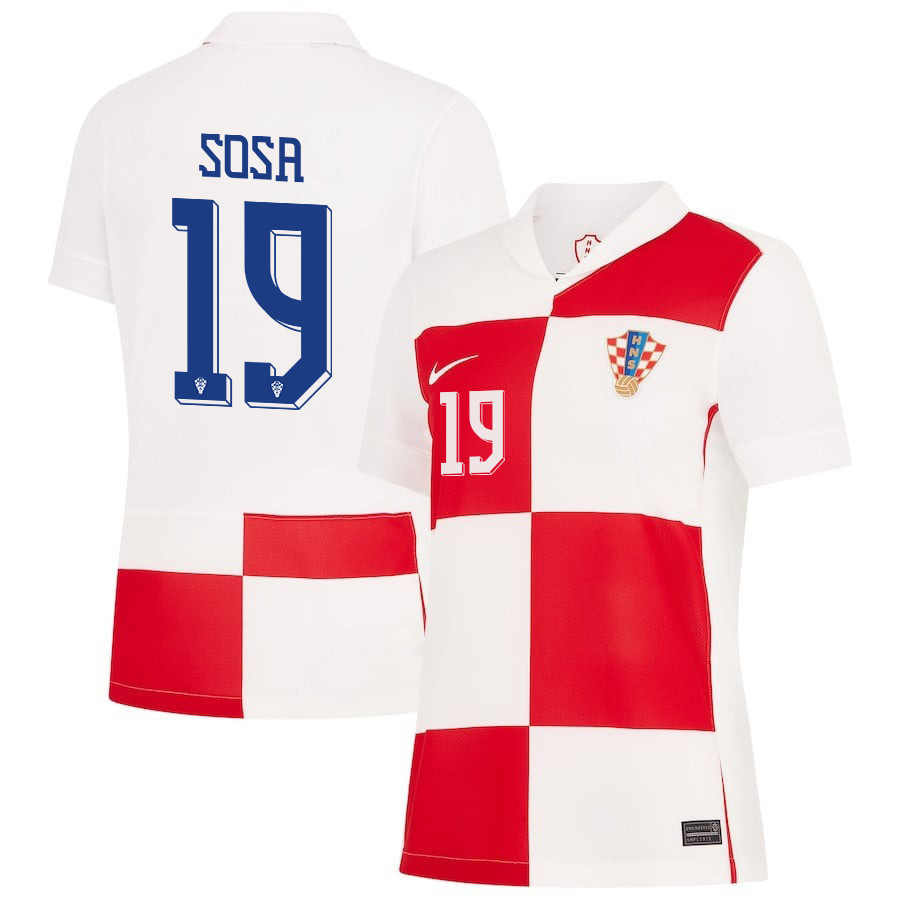 Borna Sosa 19 Croatia National Team 2024 Home WOMEN Jersey – White