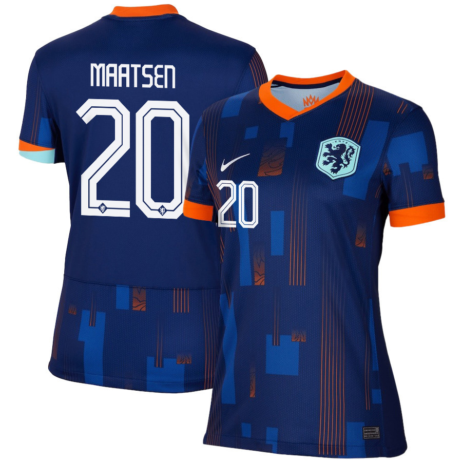 Ian Maatsen 20 Netherlands National Team 2024/25 Away WOMEN Jersey – Navy