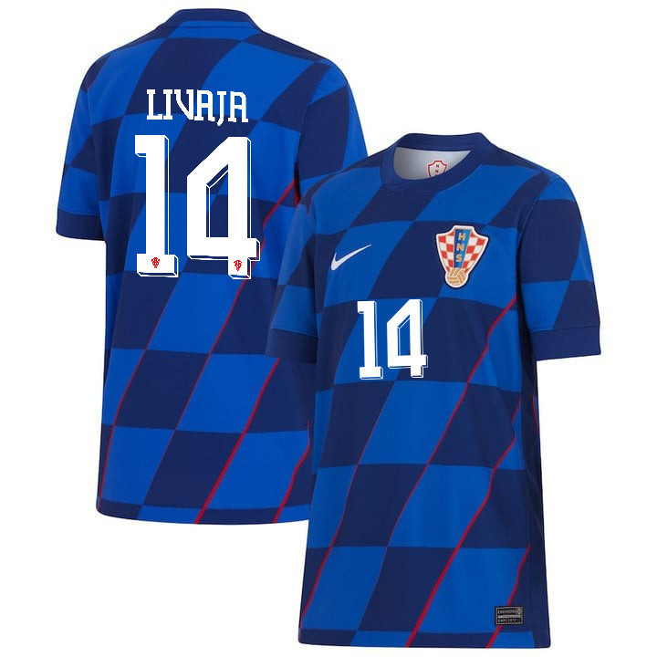 Marko Livaja 14 Croatia National Team 2024 Away YOUTH Jersey – Blue