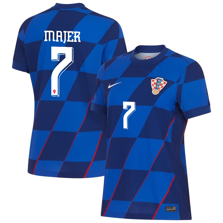 Lovro Majer 7 Croatia National Team 2024 Away WOMEN Jersey – Blue