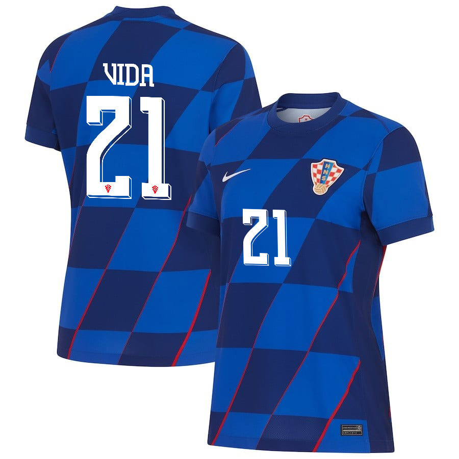 Domagoj Vida 21 Croatia National Team 2024 Away WOMEN Jersey – Blue