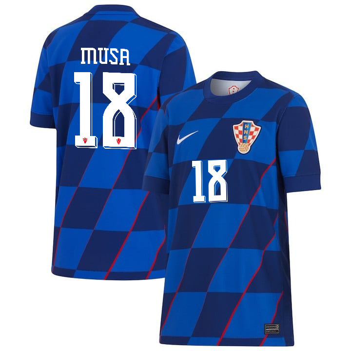 Petar Musa 18 Croatia National Team 2024 Away YOUTH Jersey – Blue