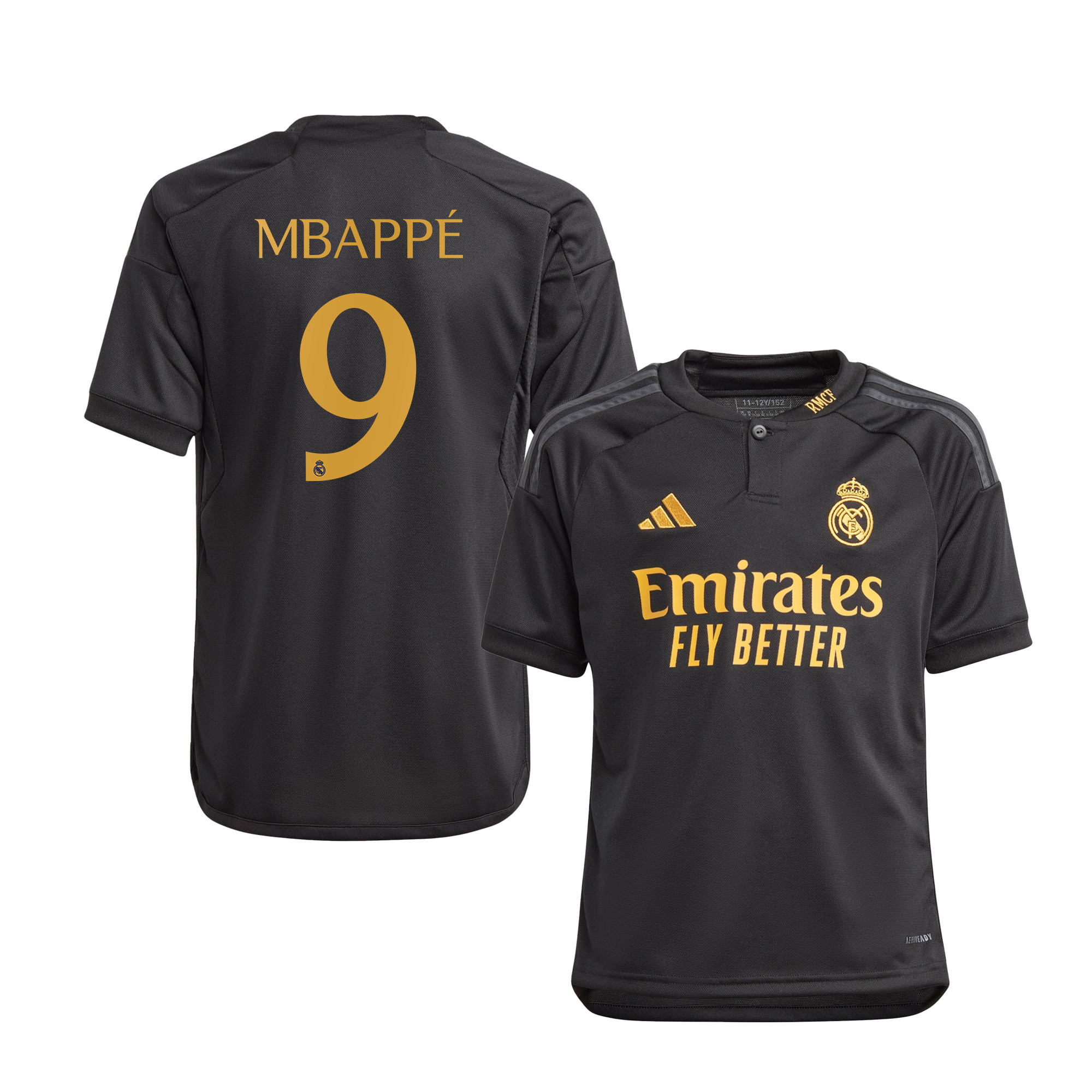 Kylian Mbapp 9 Real Madrid 2023/24 YOUTH Third Jersey – Black