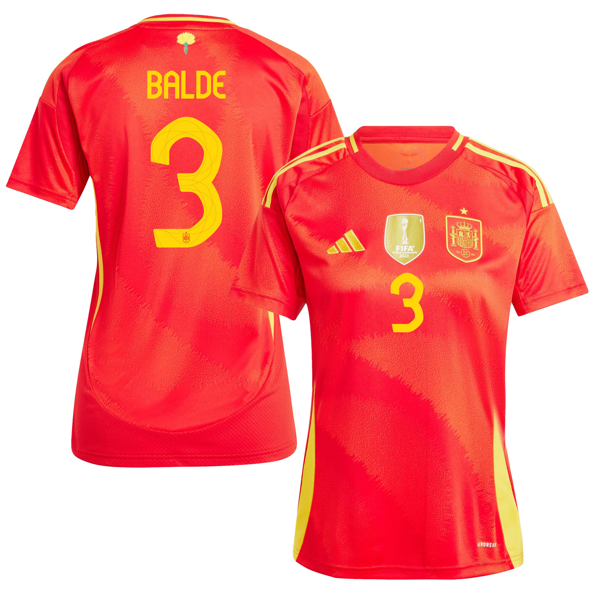 Alejandro Balde 3 Spain National Team 2024 Home WOMEN Jersey – Red