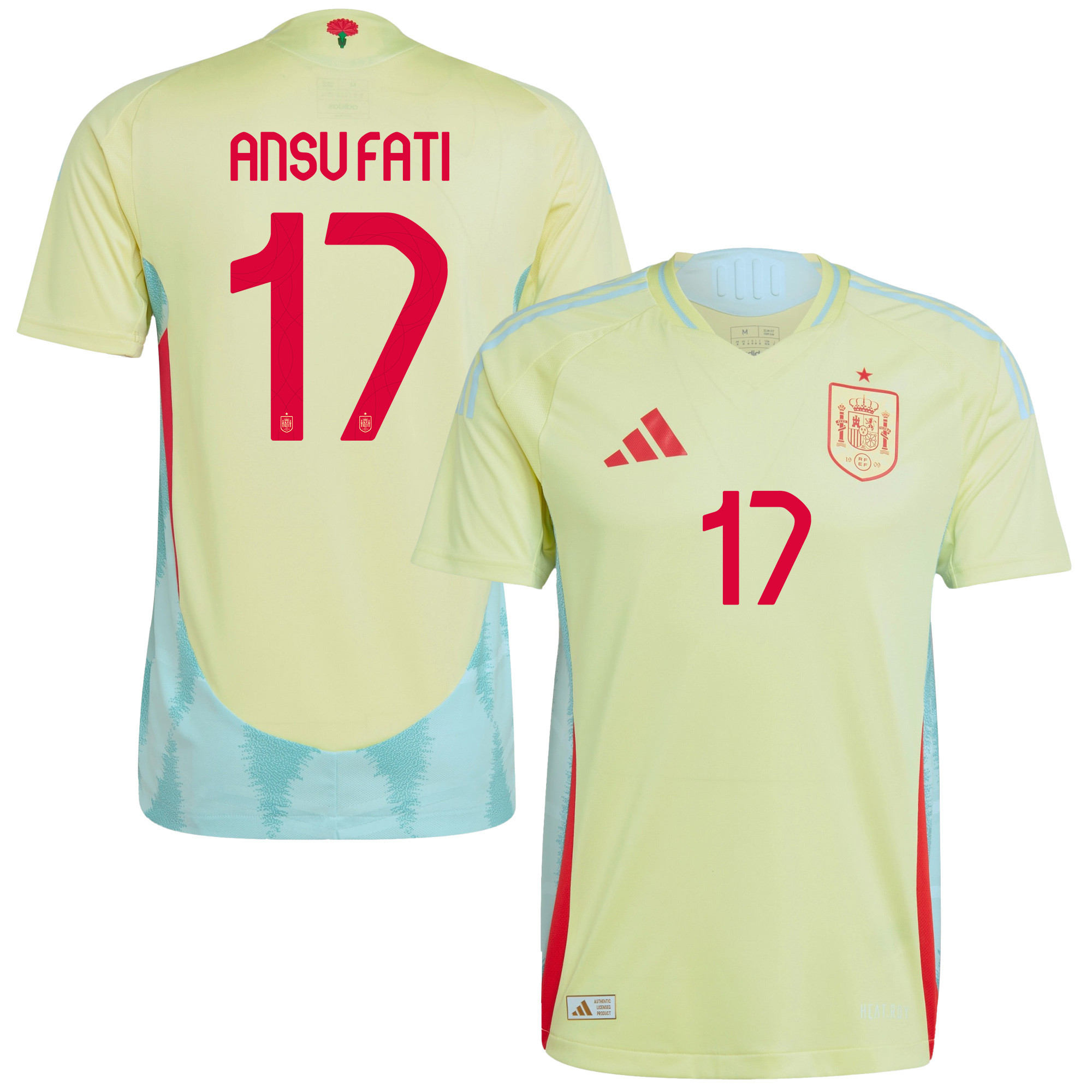 Ansu Fati 17 Spain National Team 2024 Away Men Jersey – Yellow