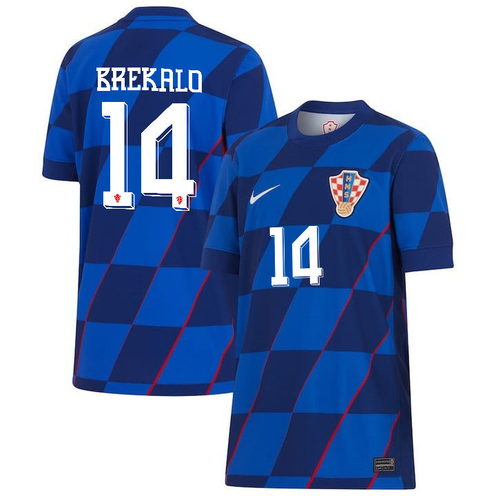Josip Brekalo 14 Croatia National Team 2024 Away YOUTH Jersey – Blue
