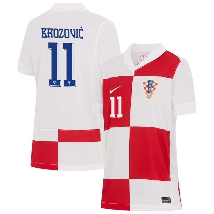 Marcelo Brozovic 11 Croatia National Team 2024 Home YOUTH Jersey – White