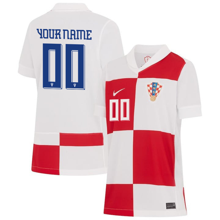 Croatia National Team 2024 Home YOUTH Custom Jersey – White