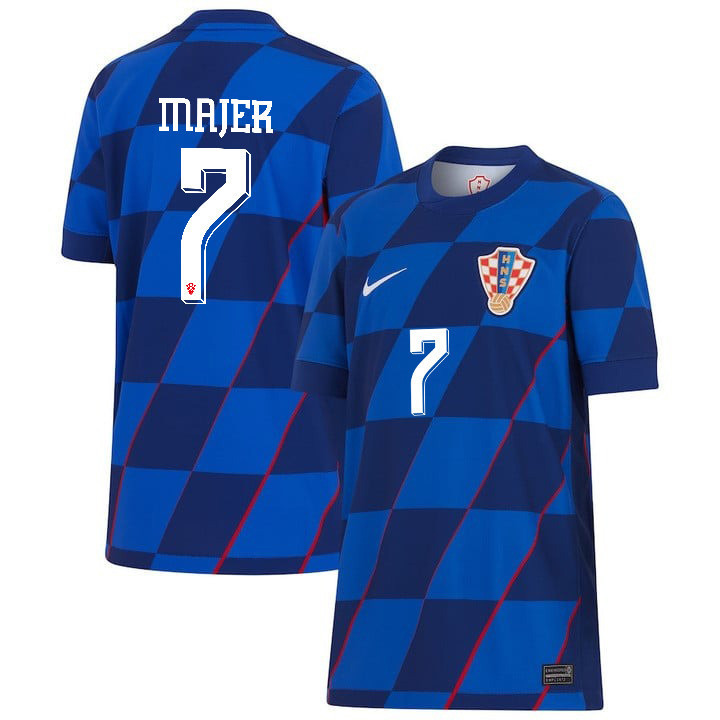 Lovro Majer 7 Croatia National Team 2024 Away YOUTH Jersey – Blue