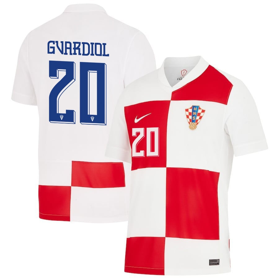 Joko Gvardiol 20 Croatia National Team 2024 Home Men Jersey – White