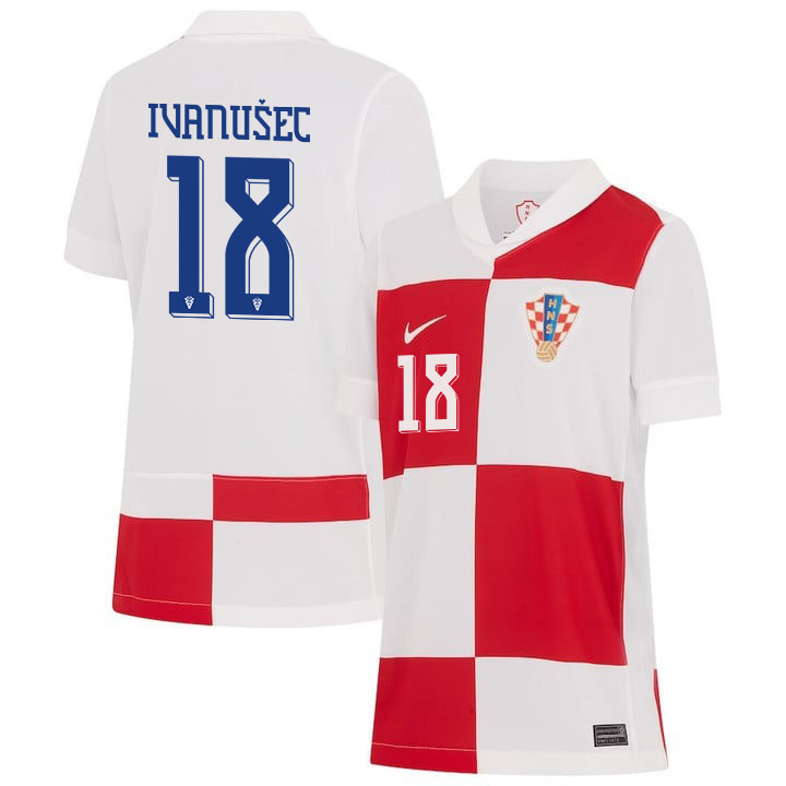 Luka Ivanuec 18 Croatia National Team 2024 Home YOUTH Jersey – White