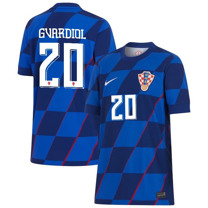 Joko Gvardiol 20 Croatia National Team 2024 Away YOUTH Jersey – Blue