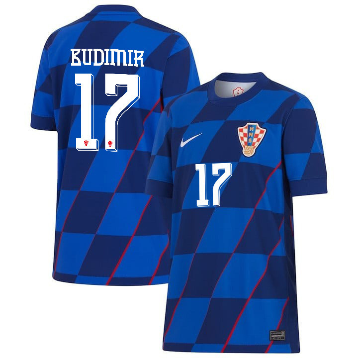 Ante Budimir 17 Croatia National Team 2024 Away YOUTH Jersey – Blue