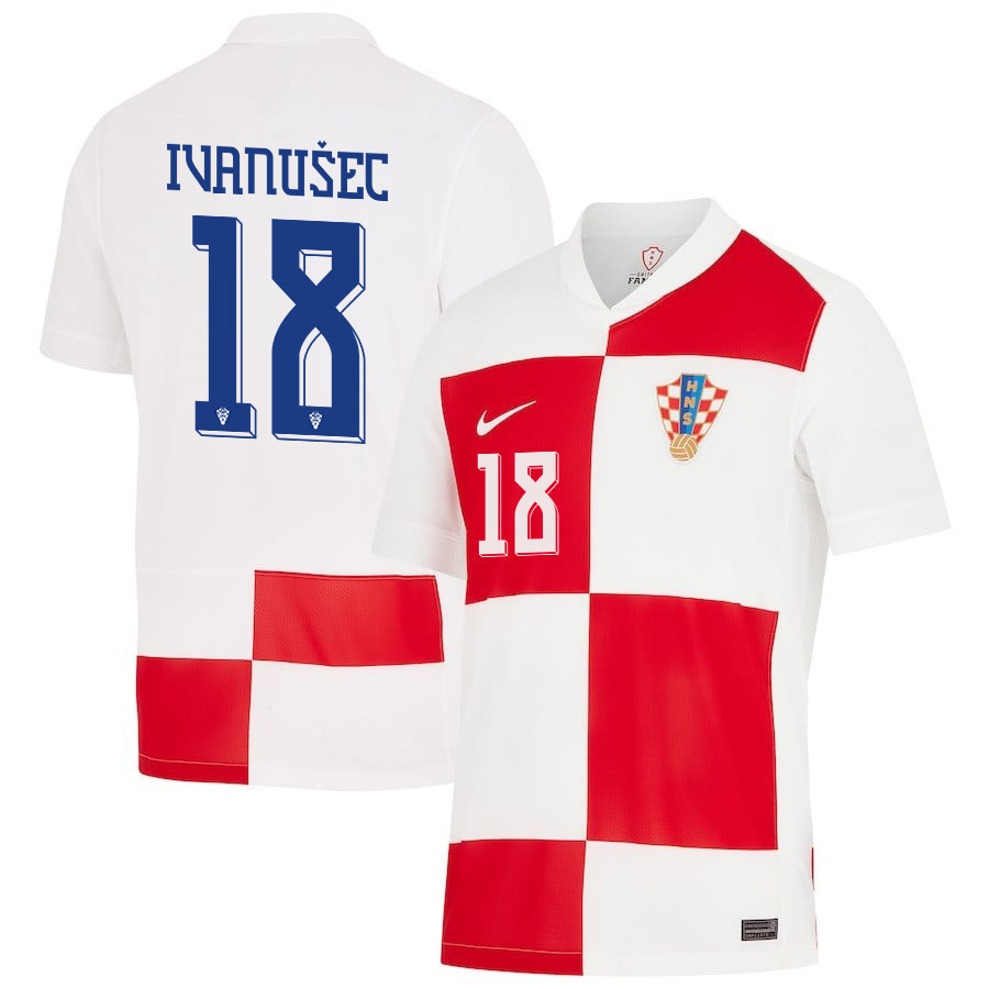 Luka Ivanuec 18 Croatia National Team 2024 Home Men Jersey – White