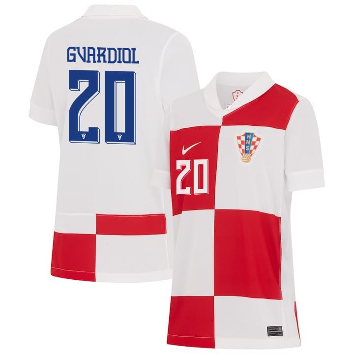 Joko Gvardiol 20 Croatia National Team 2024 Home YOUTH Jersey – White