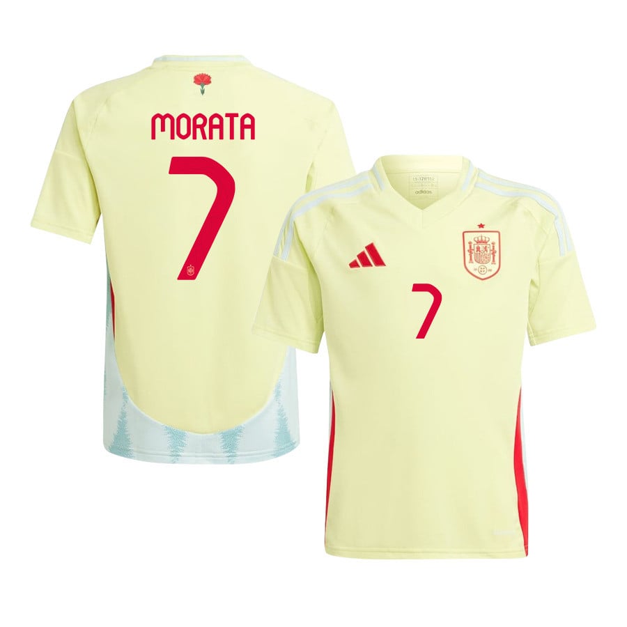 lvaro Morata 7 Spain National Team 2024 Away YOUTH Jersey – Yellow