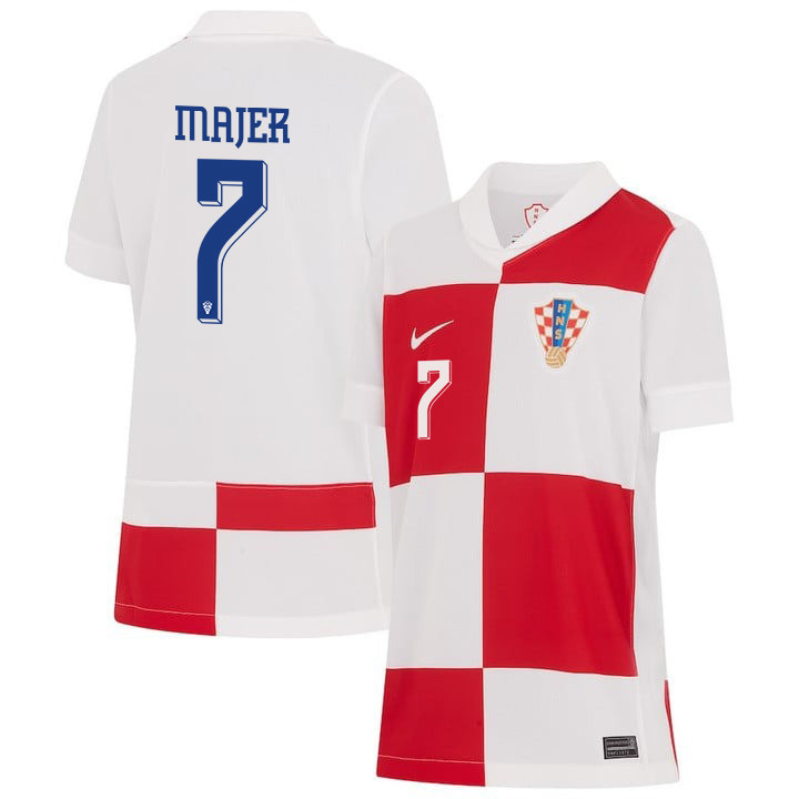 Lovro Majer 7 Croatia National Team 2024 Home YOUTH Jersey – White