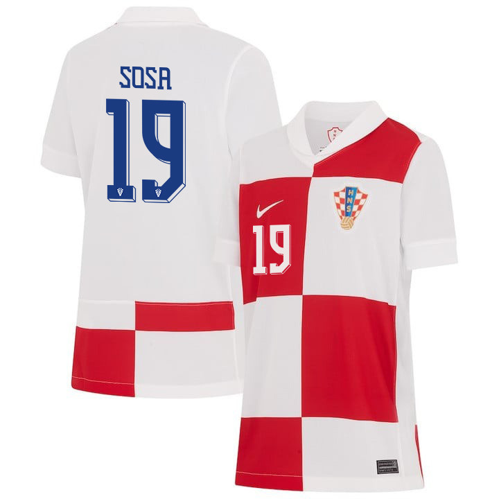 Borna Sosa 19 Croatia National Team 2024 Home YOUTH Jersey – White