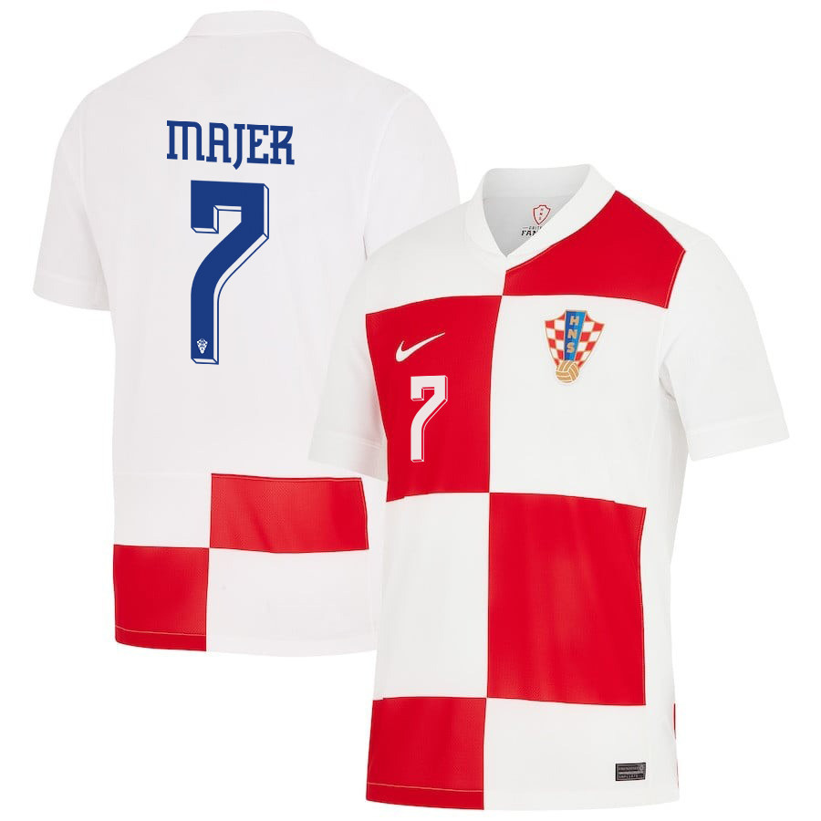 Lovro Majer 7 Croatia National Team 2024 Home Men Jersey – White