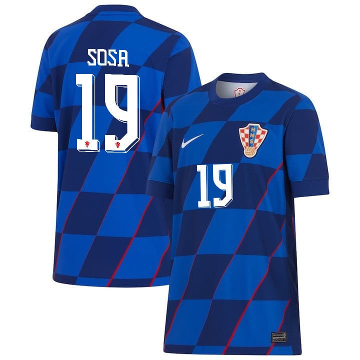 Borna Sosa 19 Croatia National Team 2024 Away YOUTH Jersey – Blue