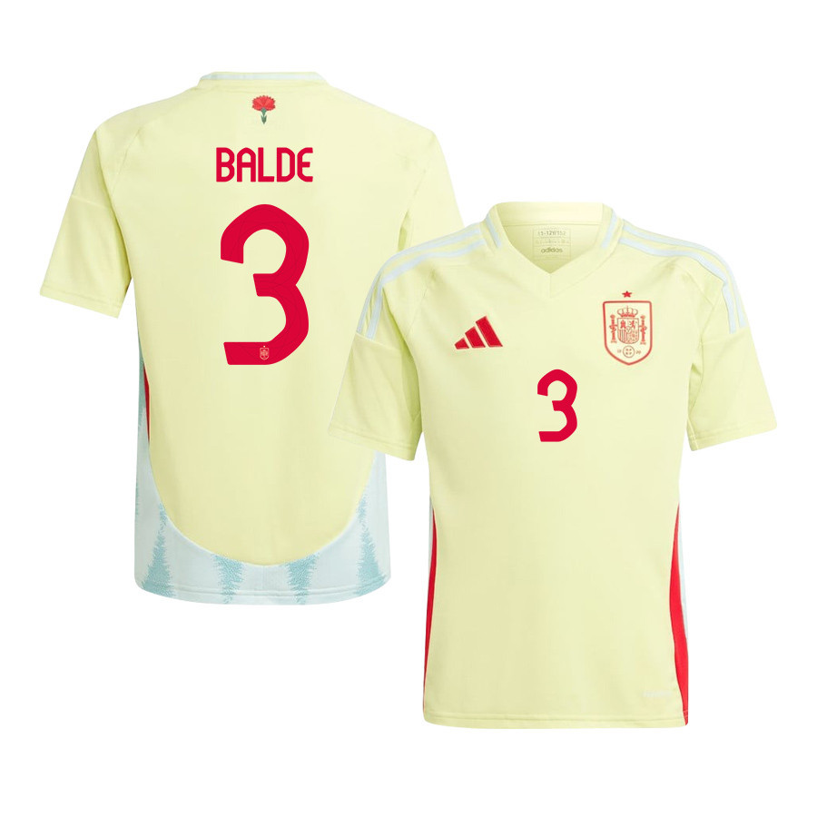 Alejandro Balde 3 Spain National Team 2024 Away YOUTH Jersey – Yellow