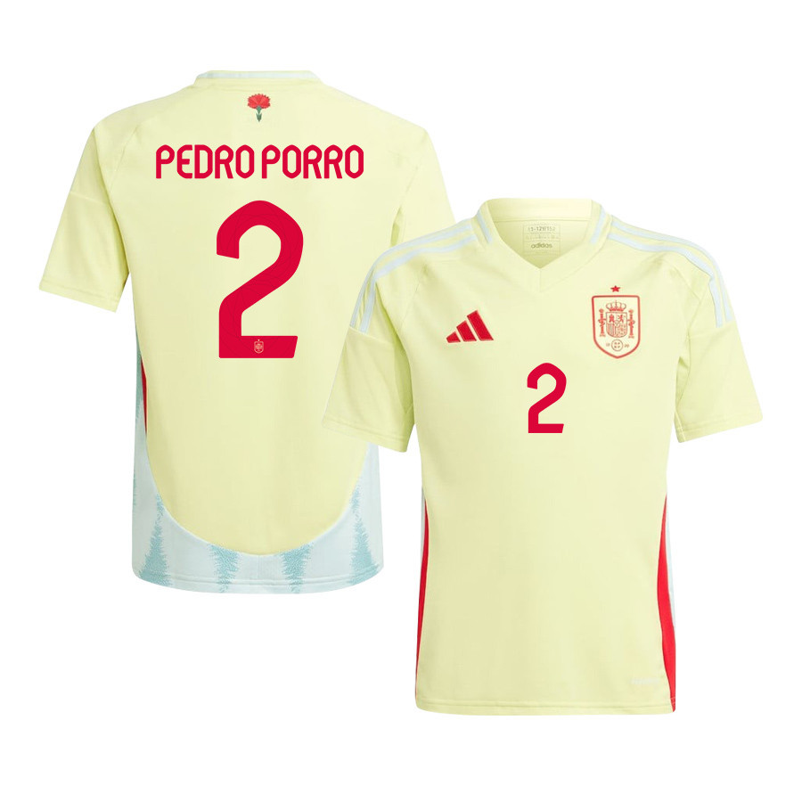 Pedro Porro 2 Spain National Team 2024 Away YOUTH Jersey – Yellow