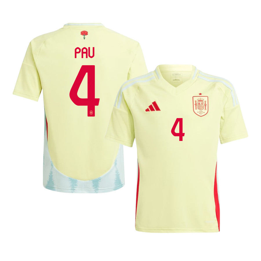 Pau Torres 4 Spain National Team 2024 Away YOUTH Jersey – Yellow
