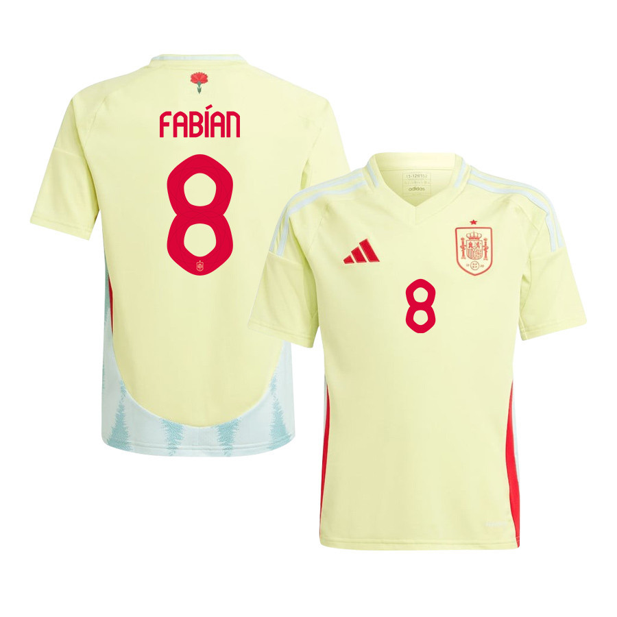 Fabin Ruiz 8 Spain National Team 2024 Away YOUTH Jersey – Yellow