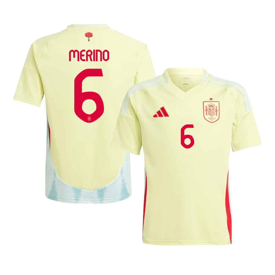 Mikel Merino 6 Spain National Team 2024 Away YOUTH Jersey – Yellow
