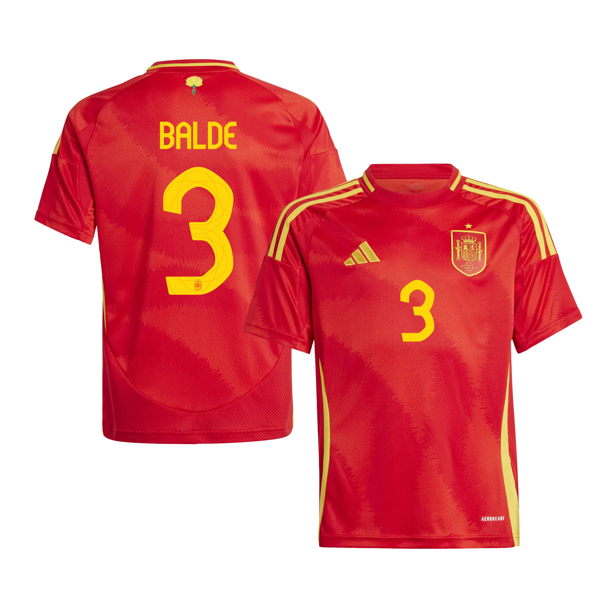 Alejandro Balde 3 Spain National Team 2024 Home YOUTH Jersey – Red