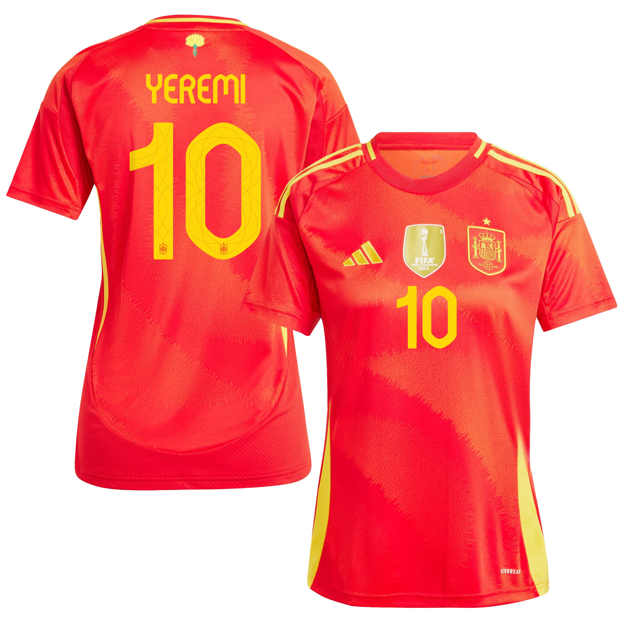 Yeremy Pino 10 Spain National Team 2024 Home WOMEN Jersey – Red