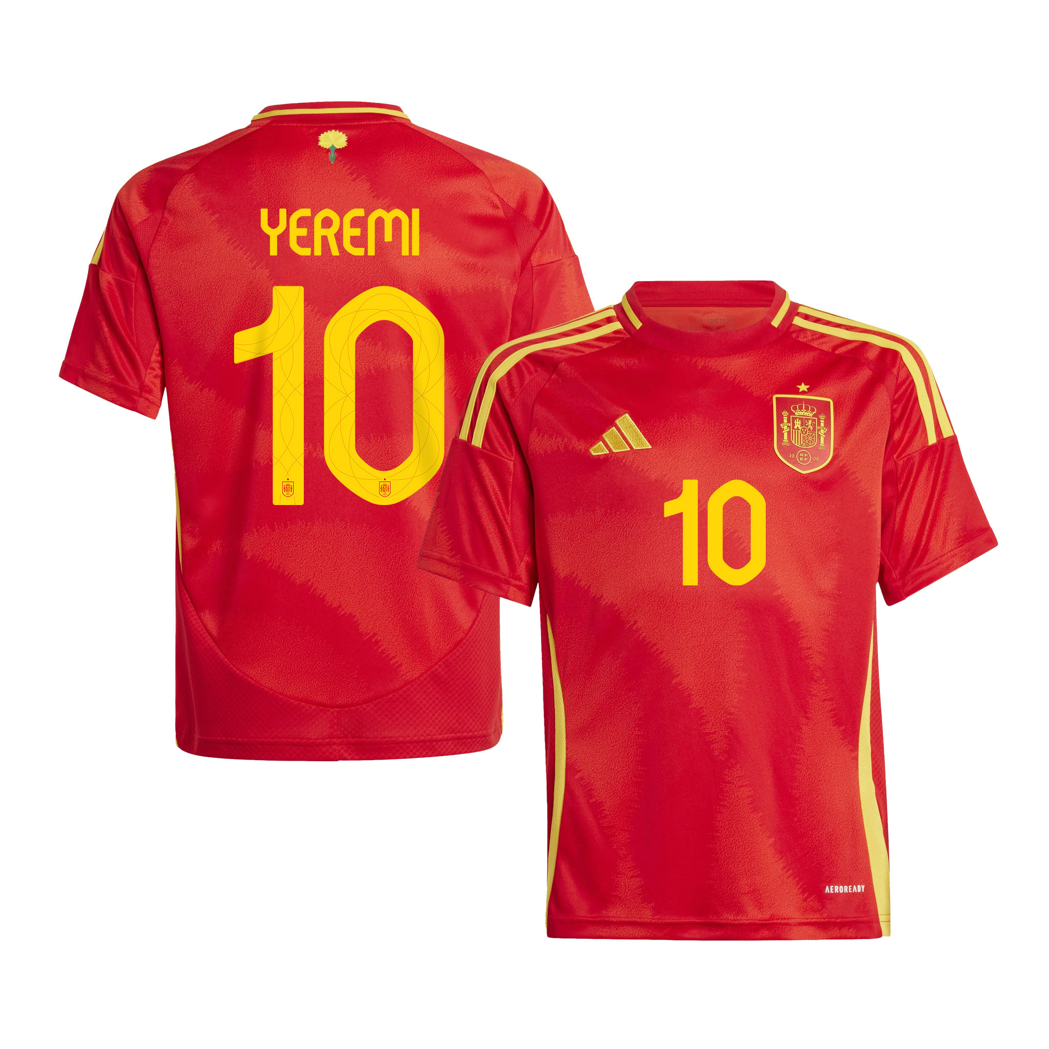 Yeremy Pino 10 Spain National Team 2024 Home YOUTH Jersey – Red
