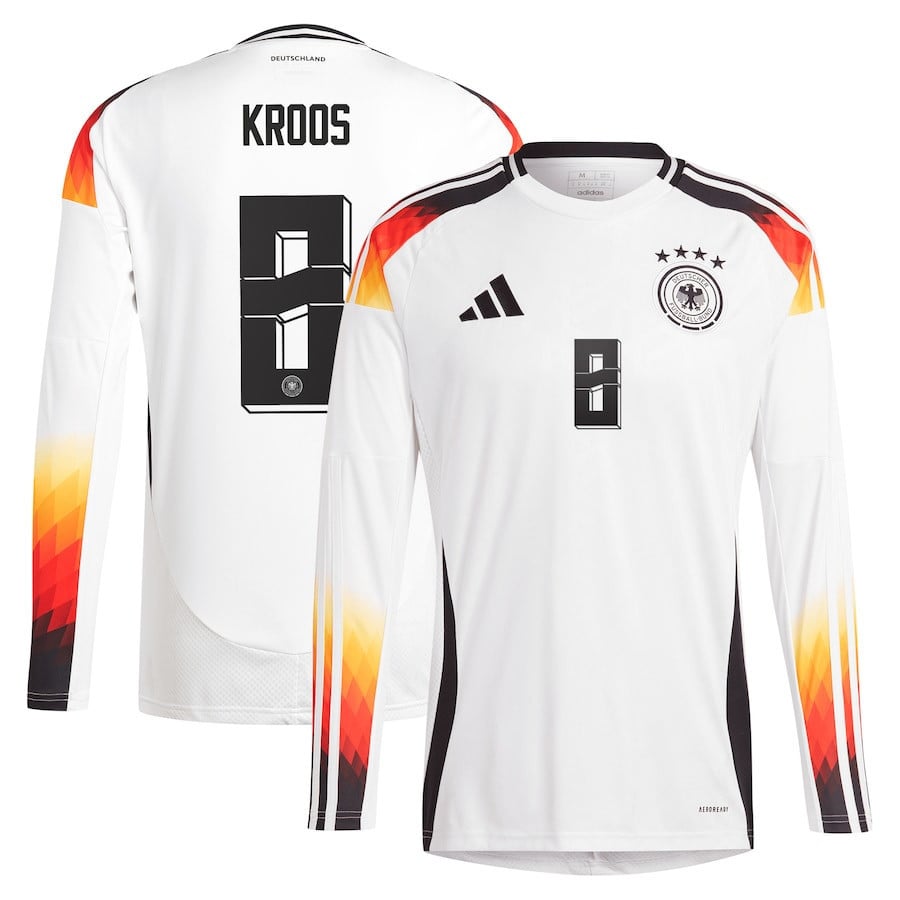 Toni Kroos 8 Germany National Team 2024 Home Long Sleeve Men Jersey – White