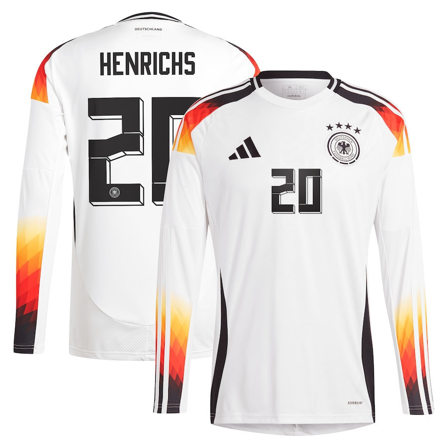 Benjamin Henrichs 20 Germany National Team 2024 Home Long Sleeve Men Jersey – White