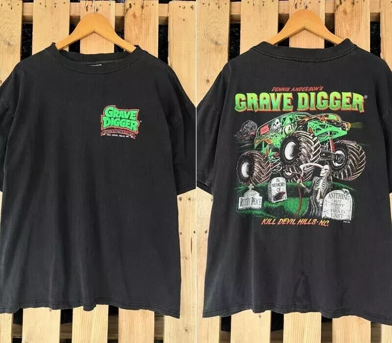 T-Shirt Grave Digger Monster Truck 2 Sided 90S Basic Unisex Reprint