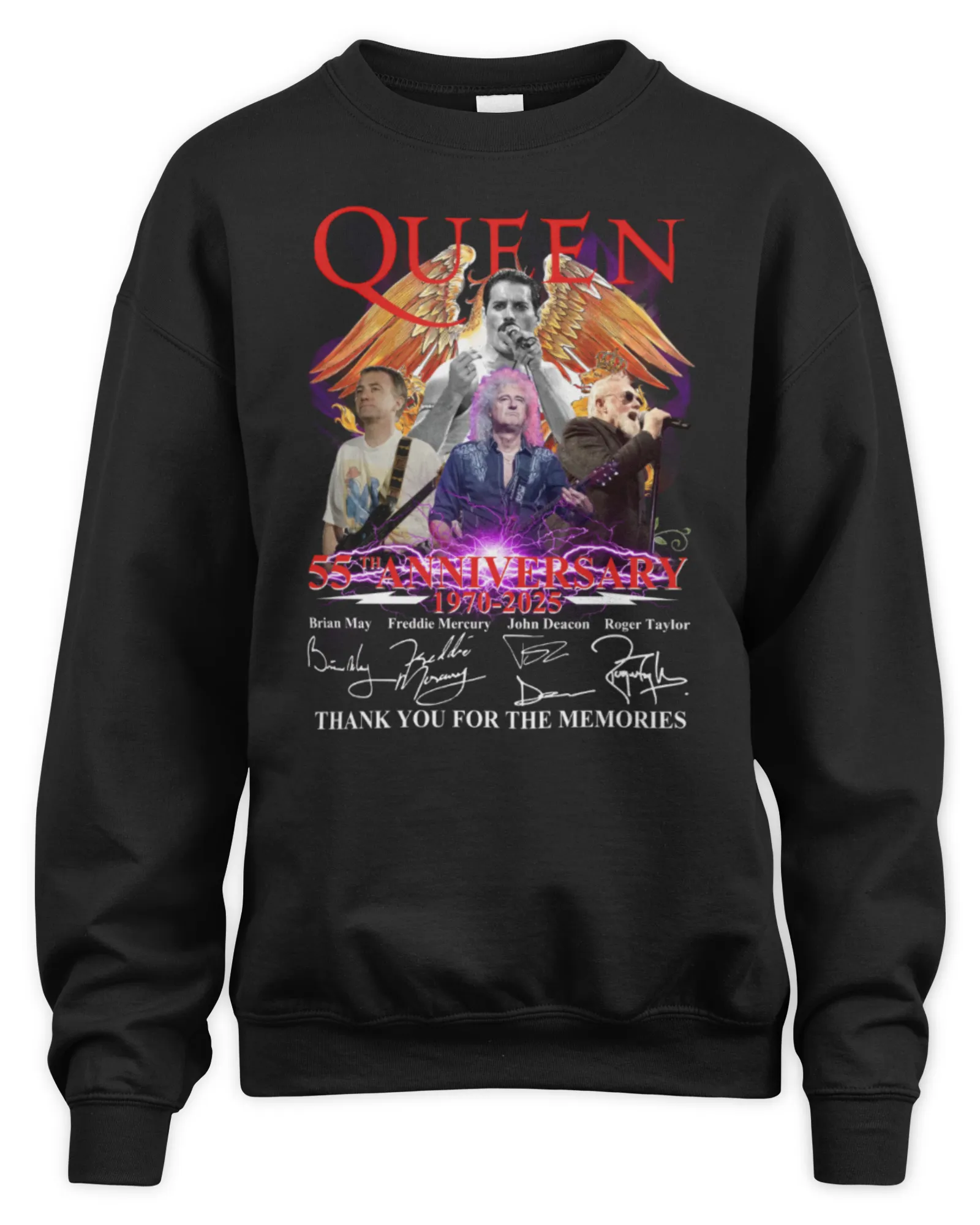 Sweatshirt Queen 55th Anniversary 1970 2025 Thank You For The Memories, Premium Sweaer