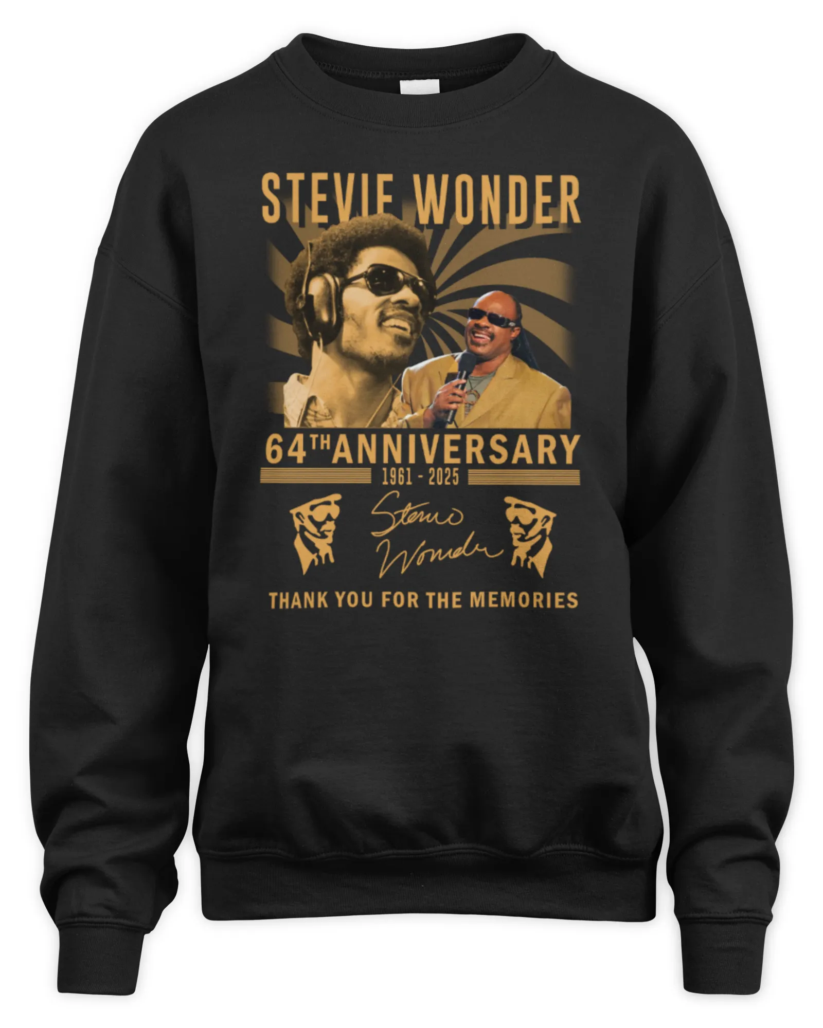 Sweatshirt Official Stevie Wonder 64th Anniversary 1961-2025 Thank You For The Memoreis, Premium Sweaer