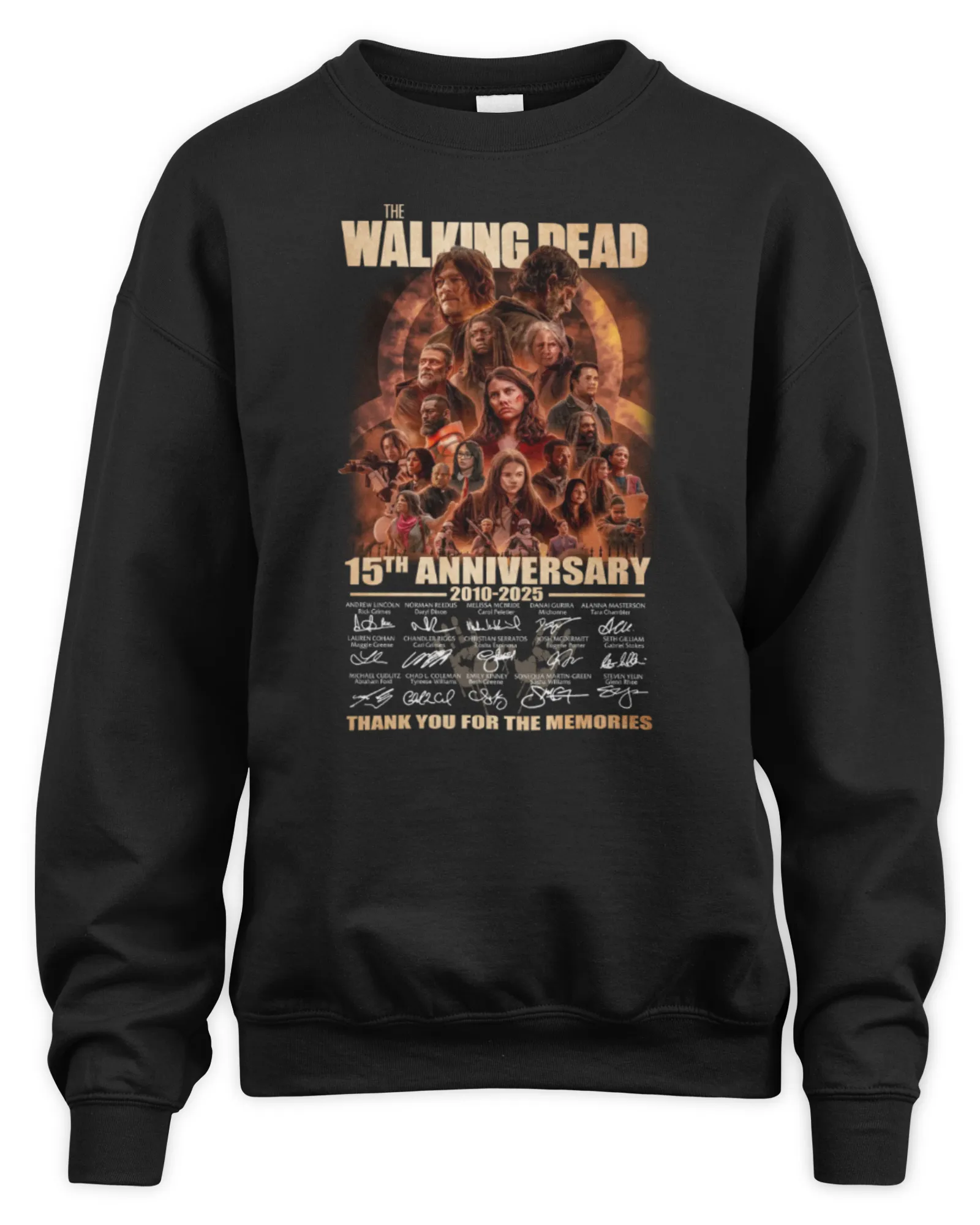 Sweatshirt Official The Walking Dead 15th Anniversary 2010-2025 Thank You For The Memories, Premium Sweaer