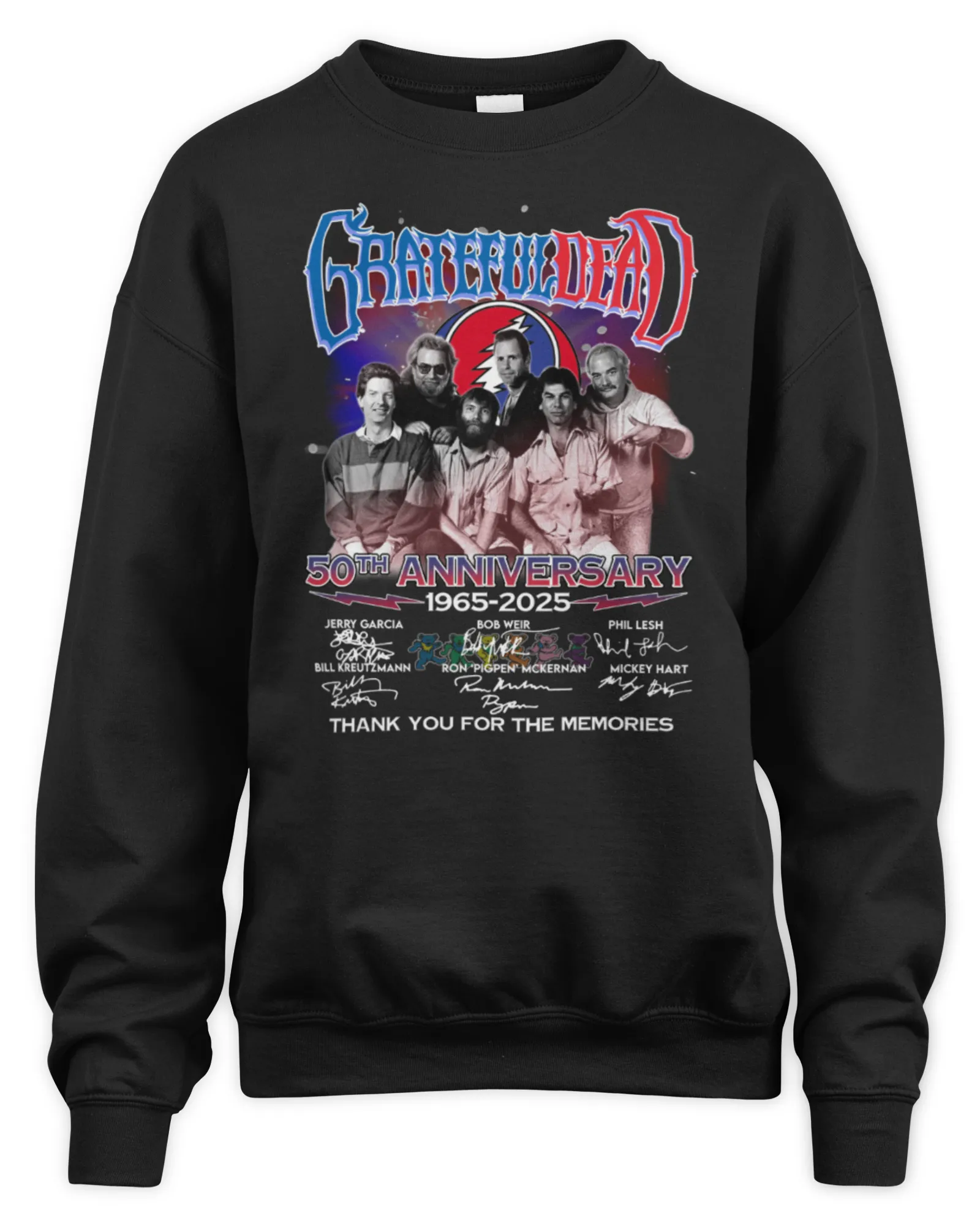 Sweatshirt Official Grateful Dead 50th Anniversary 1965-2025 Thank You For The Memories, Premium Sweaer