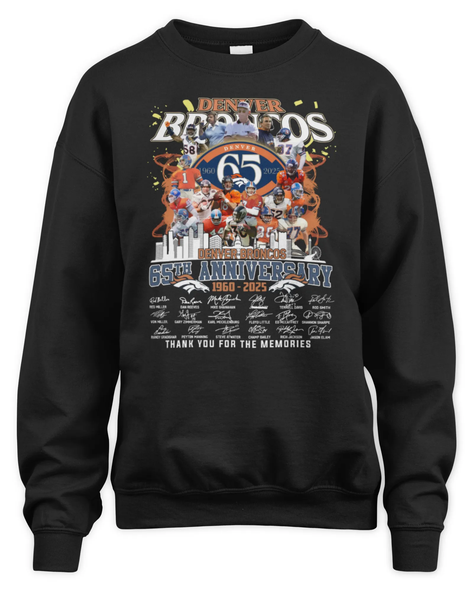 Sweatshirt Official Denver 65th Anniversary 1960 2025 Thank You For The Memories Signature, Premium Sweaer