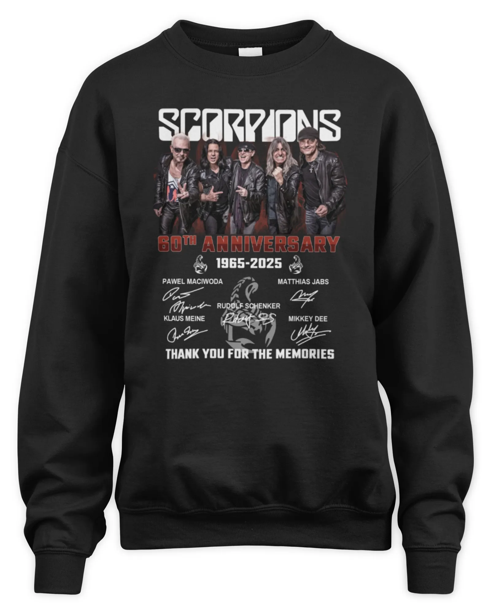 Sweatshirt Scorpions Coming 60th Anniversary 1965-2025 Thank You For The Memories, Premium Sweaer
