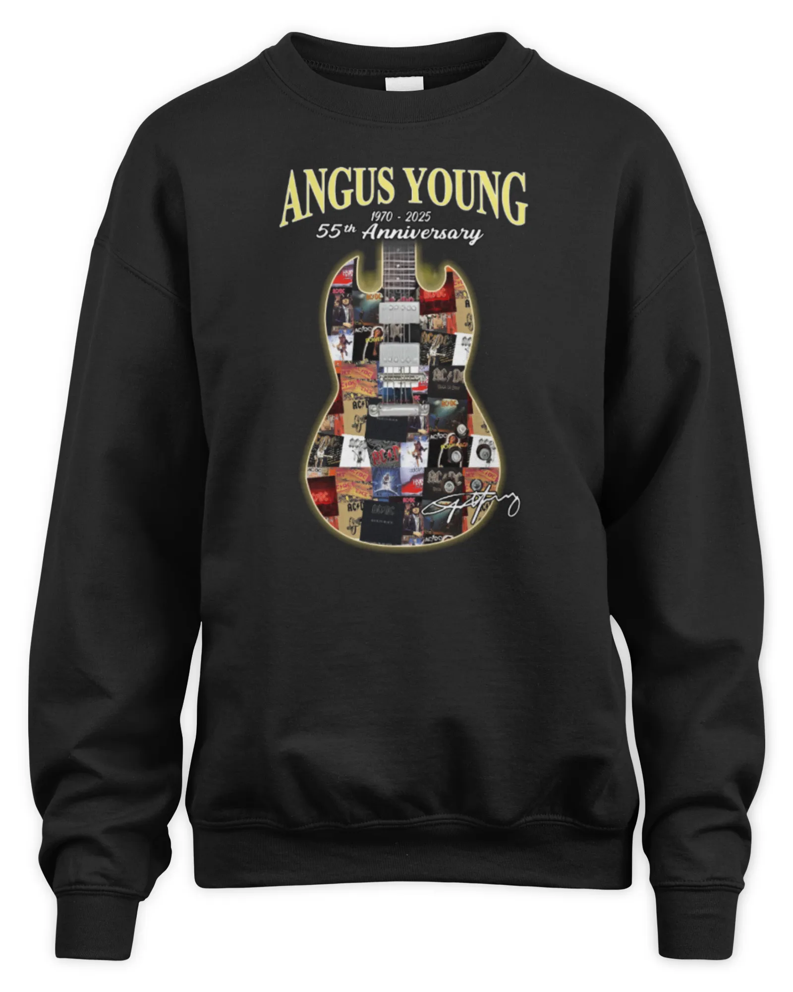 Sweatshirt Angus Young 1970-2025 55th Anniversary Collection Signature, Premium Sweaer