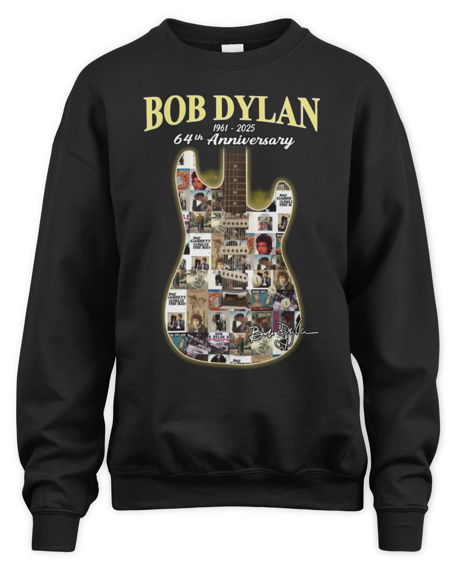 Sweatshirt Bob Dylan 1961-2025 64th Anniversary Signature Official, Premium Sweaer