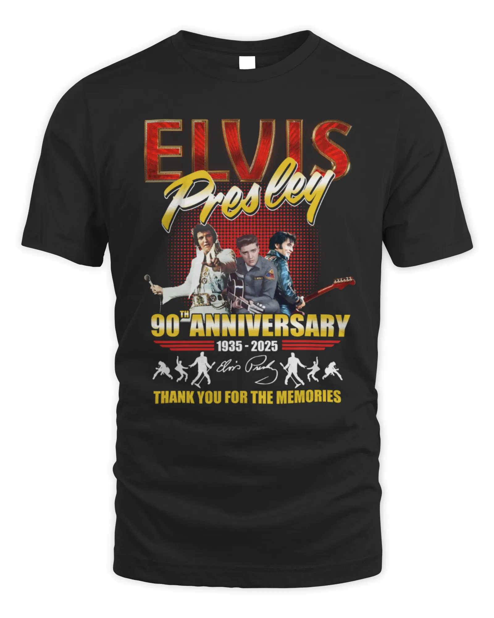 T-Shirt Elvis Presley 90th Anniversary 1935-2025 Thank You For The Memories Official
