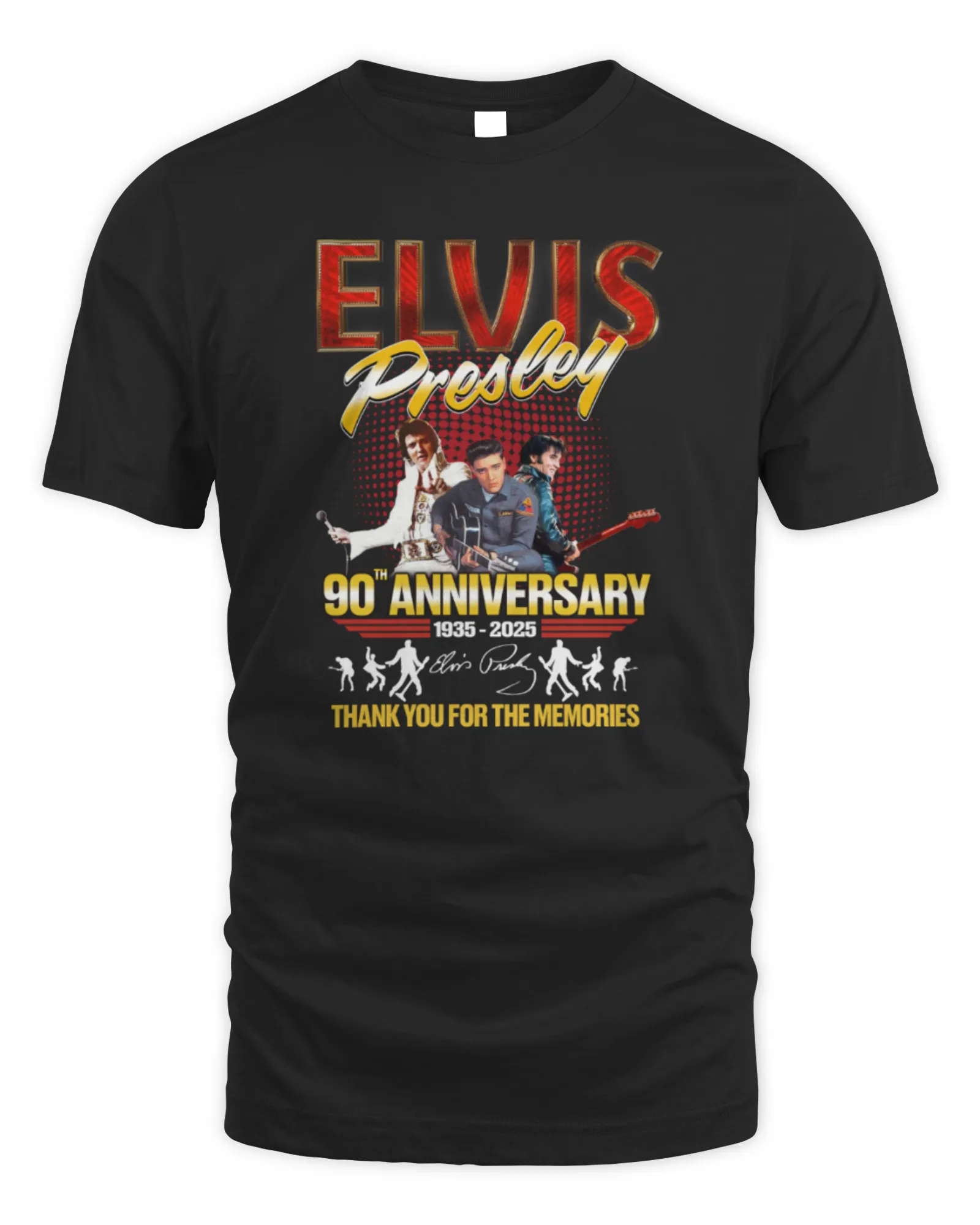 T-Shirt Elvis Presley 90th Anniversary 1935-2025 Thank You For The Memories