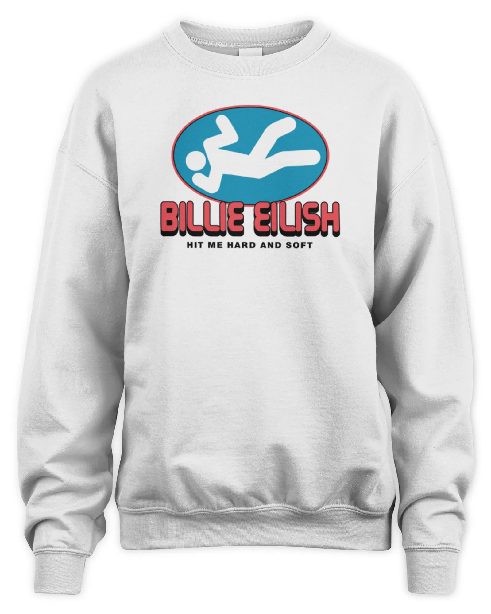 Sweatshirt Billie Eilish Hit Me Hard And Soft Red And White, Premium Sweaer