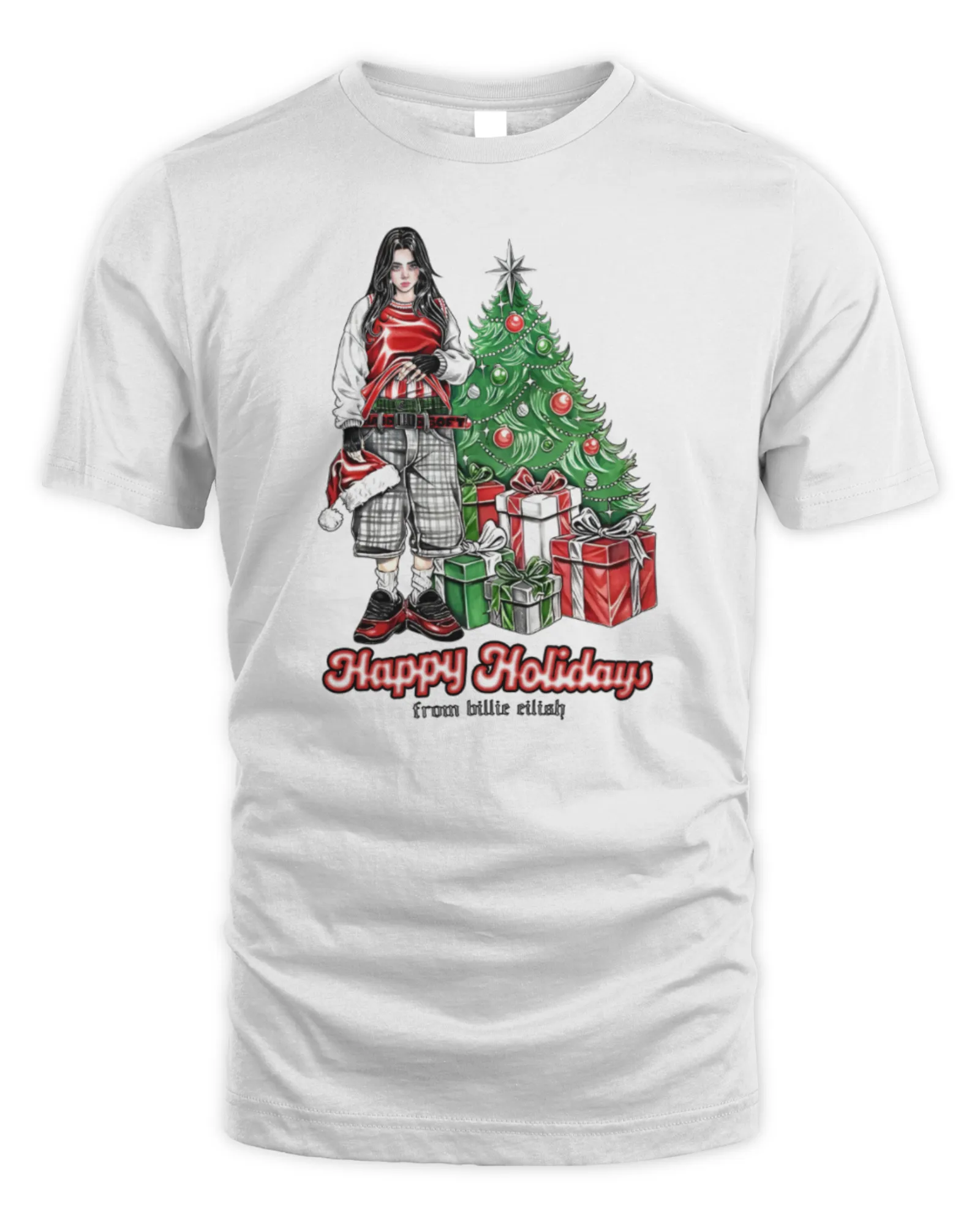 T-Shirt Billie Eilish Happy Holidays White Official