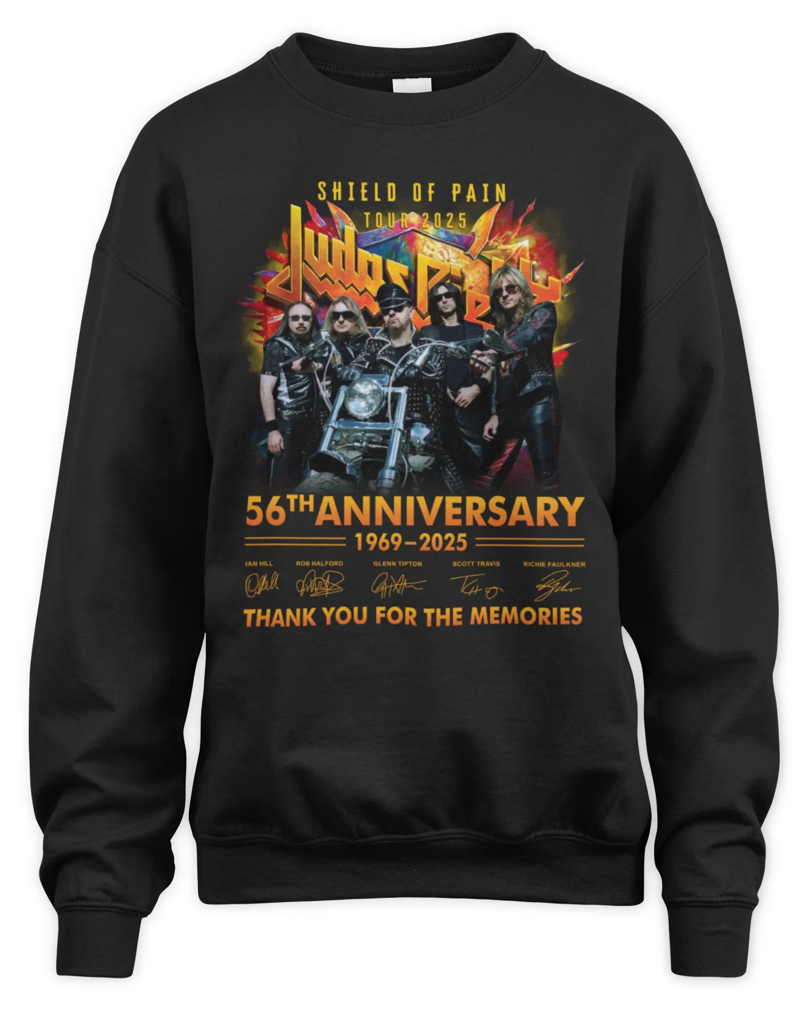 Sweatshirt Judas Priest Shield Of Pain Tour 2025 Celebrating 56 Anniversary 1969-2025, Premium Sweaer