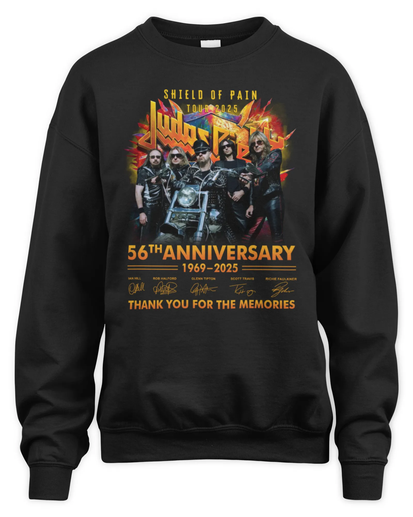 Sweatshirt Judas Priest Shield Of Pain Tour 2025 Celebrating 56 Anniversary 1969-2025, Premium Sweaer